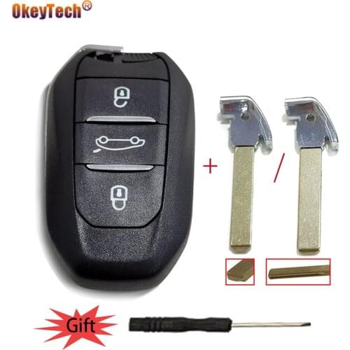 OkeyTech 3 Button Remote Car Key Shell Fob For Peugeot 308 308S 408 3008 4008 5008 508 Fit For Citroen C3 C4 DS Insert Blade