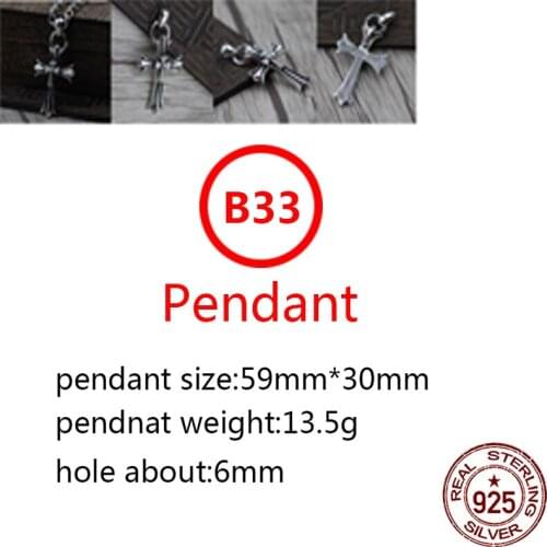 B33 925 sterling silver pendant retro personality punk hip hop style double cross shape jewelry for friends gifts new hot