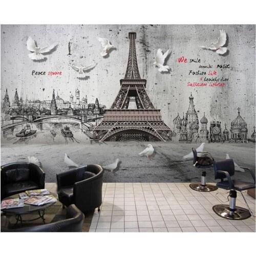 Custom photo wallpaper for walls 3 d mural Nostalgic retro iron tower pigeon background wall decoration painting