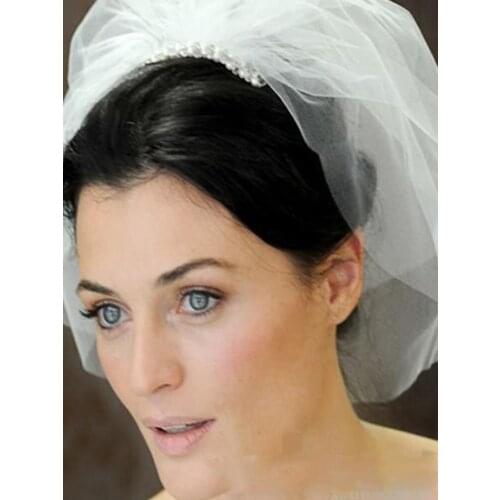 Romantic 2019 Headpiece Bridal Face Veils Tiaras Tulle Cheap Headwear White Ivory Wedding Veil Hair Accessories Blush Bridal Acc