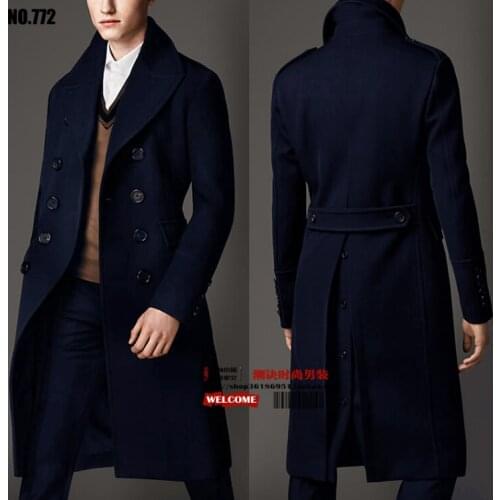 S-6XL ! 2016 Plus size MENS brand slim casual long overcoat fashion double breasted male woolen overcoat wool coat costumes