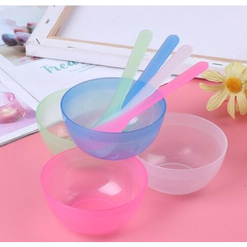 Homemade Makeup Beauty DIY Plastic Film Bowl with Mask Spoon Stick Set Face Mask Bowl