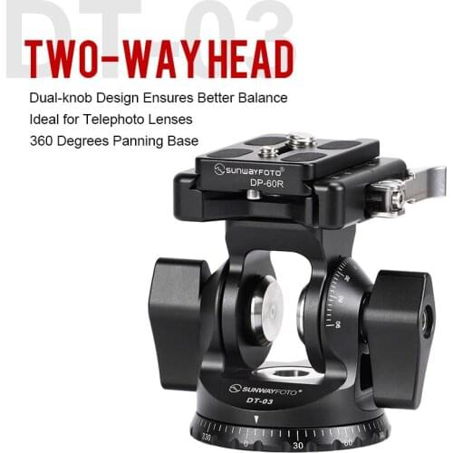 SUNWAYFOTO DT-03 Tilt Head for Monopod and Tripod 33lbs 15kg Load Capacity