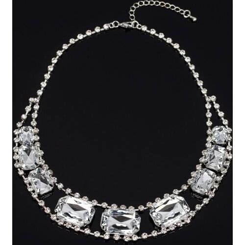 YFJEWE Cuicanduomu princess square drill galaxy elegant nobility luxurious gem rhinestone dinner party necklace wedding #N046