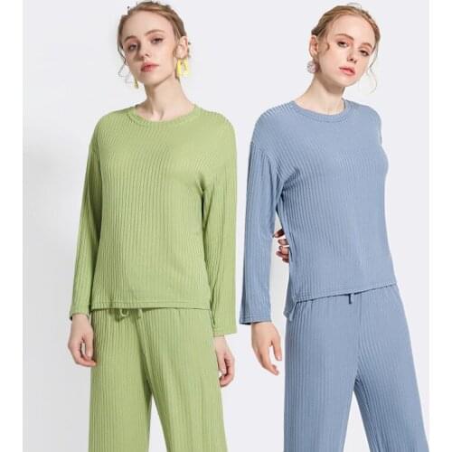 Pyjamas Women Pijamas Sleepwear 2020 Autumn Winter 100% Cotton Long-sleeved Home Suits Loose Casual 2 Pieces Set Tracksuits
