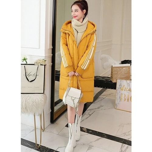 Hat Collar Loose Cotton Coat Women 2018 Winter New Long Section Was Thin Warm Down Jacket Cotton Womens Jacket Wild Long Sleeve