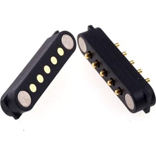 10 Pair Spring-Loaded Magnetic Pogo Pin Connector 5 Pole Pitch 2.54 MM Through Hole Male Female 2A 36V DC Power Charge Probe