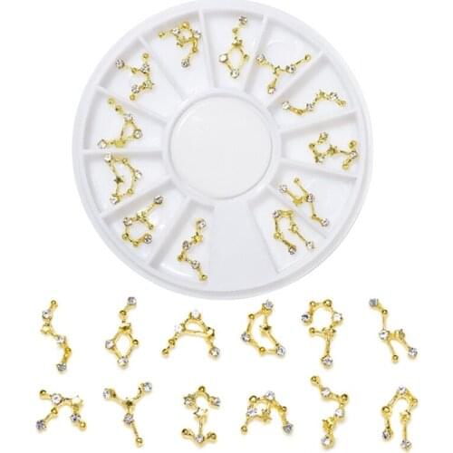 12 Constellation Resin Metal Material Epoxy Mold Filling DIY Charm Jewelry Making Filler Nail Art Decorations X4YA