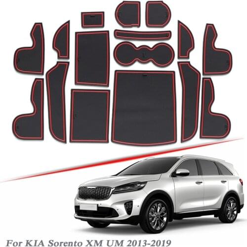 16pcs Car Styling For KIA Sorento XM UM 2013-2019 Latex Gate slot pad Interior Door Groove Mat Non-slip dust Mat Auto Accessory