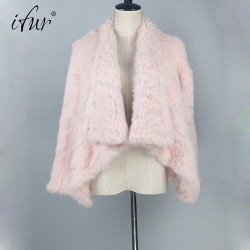 2021 New Winter Autumn Women Real Rabbit Fur Coat Female Knitted Coats Jacket Casual Thick Warm Fashion Slim Overcoat B007