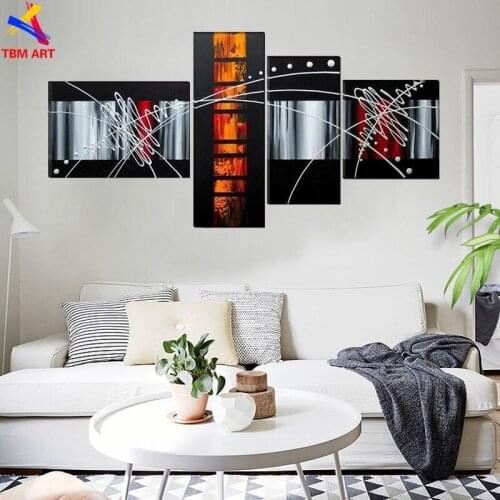 4PCS Thick Texture Hand Painted Modern Abstract Oil Painting on Canvas Wall Art Gift No Frame for Living Room Decoration JYJZ050