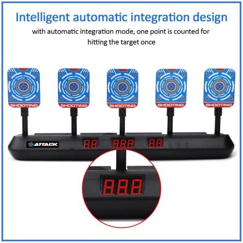 5-Bit Auto-Reset Electric Scoring Target Toy with 2PCS Wristbands 20PCS Refill Darts Light Sound Effect for Shooting Game