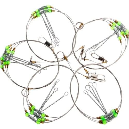 55KD Anti-Winding Swivel String Sea Fishing Hook Steel Rigs Wire Leader Fish Hooks