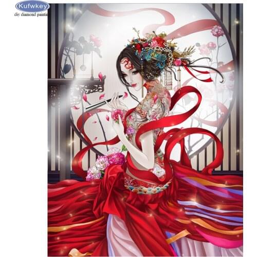 5d Rhinestones for Embroidery Japanese Geisha Woman Diy Diamond Painting Cross Stitch Full Round Square Mosaic kit bedroom Decor