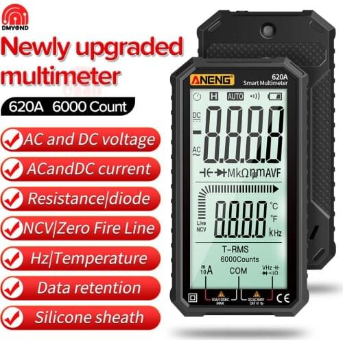 620A Digital Smart Multimeter Transistor Testers 6000 Counts True RMS Auto Electrical Capacitance Meter Temp Resistance