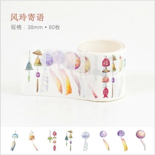 80pcs/roll vintage wind chimes wishes Decoration Washi Tape DIY Planner Diary Scrapbooking handcraft Masking Tape Escolar