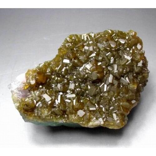 891g Golden Baryte/Barite on Green Fluorite - crystals and stones healing Mineral specimen Home Decor feng shui decoration