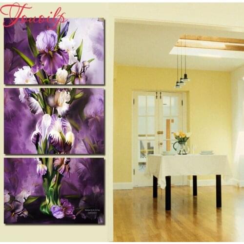 TOUOILP 3pcs 5d Diamond embroidery iris 5d Diamond painting cross stitch 5D Square/Round diamond Mosaic Rhinestone Home Decor