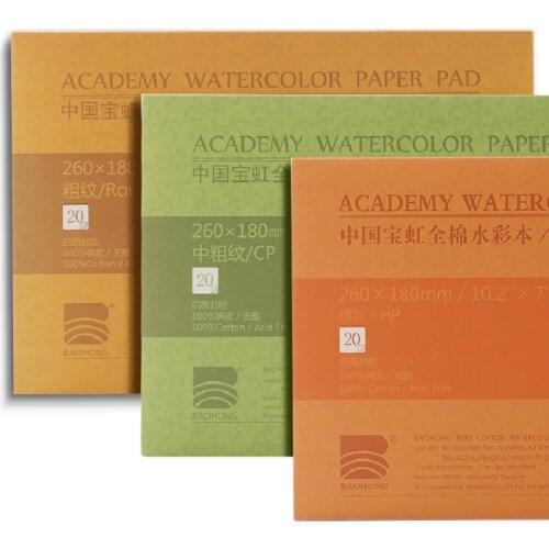 BaoHong 200g/m2 Cotton Professional Watercolor Book 20Sheets Hand Painted Transfer Watercolor Paper For Artist Painting Supplies