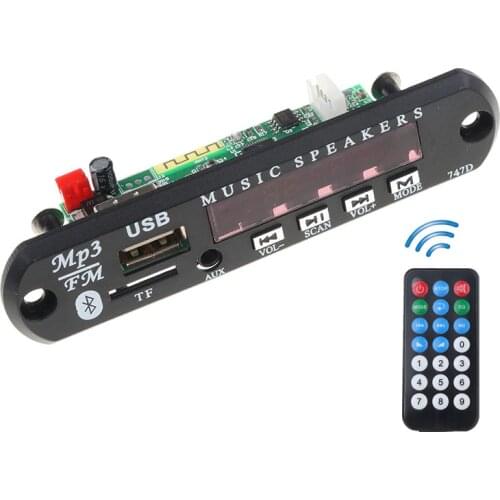 12V Bluetooth MP3 Wireless FM Radio MP3 Decoder Board Car Music Speaker USB Power Supply Audio Module with Remote Controller
