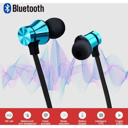 Wireless Bluetooth Earphones Metal Magnetic Stereo sports Bass Cordless Headset Earbuds With Microphone headphones for all phone