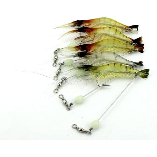 Big Sale 30pcs Luminous Simulation Prawn Fishing lure Artificial Shrimp Fishing Baits Floating Shaped Lure Hook 7.5cm 6.6g