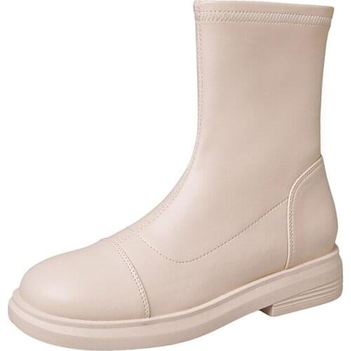 Cowhide Martin boots womens high top British wind lace-up overalls autumn womens shoe trend thick soled handsome shoes