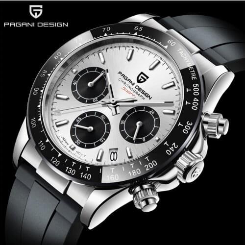 PAGANI DESIGN New Quartz Mens Sport Wristwatch Top Luxury 100M Waterproof Chronograph Rubber Luminous Sapphire Watches relogio