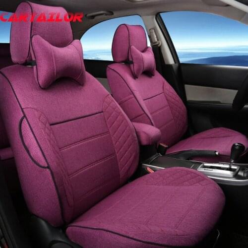 CARTAILOR Car Seats fit for Hyundai Grand Santafe Seat Cover Set Linen Cloth Auto Seat Supports Cushion Black Covers Protection