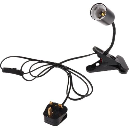 Aluminum Alloy Light Holder E27 Socket Stand for Reptile Pet Care Ceramic Infrared Heats Emitter Lamp Light Accessory UK Plug