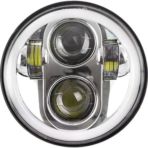 For Sportsters XG XR VRSCD Dyna 5.75Inch Halo Angel Eye Motorcycle Headlight Projector Black/Chrome Round LED Headlamp with DRL