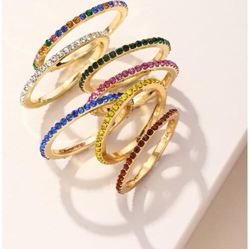European Sexitoys Women Ring Wholesale Rainbow Color Crystal Rings Mum Best Friend 2021 Seller Gold Band Ring For Woman Cz New
