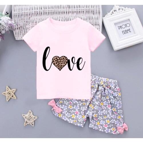 Summer Infant Newborn Baby Boy Clothes Children Clothing Set For Girls Kids T-Shirt Shorts 2PCS Leopard Floral Fashion Clothes