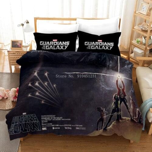 3D Marvel Guardians of the Galaxy Film Groot Bedding set Twin King Quilt Duvet Cover Queen Bedspread for Kids Bedroom Decor 3pcs