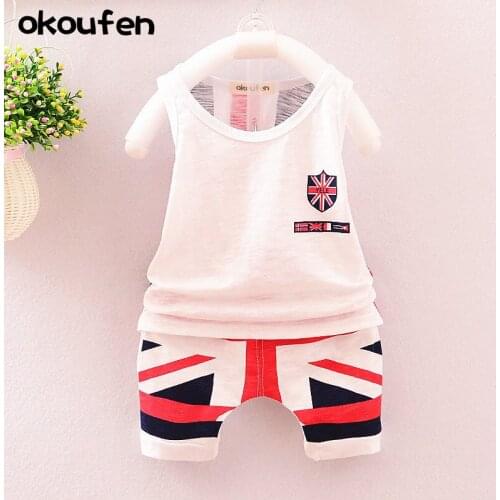 Hot sale new baby boy clothes best quality cotton kids clothing sets summer sleeveless boys shirt +shorts body suits