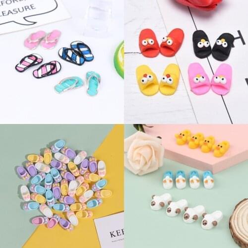 Cute 1/2/5 Pair 1:12 Dollhouse Miniature Slippers Shoes for Doll House Living Room Bedroom Bathroom