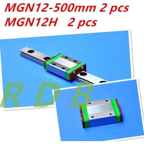 Kossel Miniature MGN12 500mm 12mm linear slide :2 pcs 12mm L-500mm rail+2 pcs MGN12H carriage for X Y Z Axies 3d printer parts