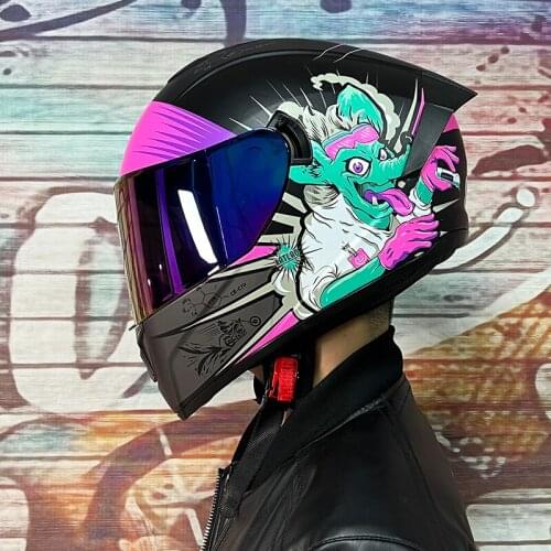 Motorcycle Full face Helmet Racing Classic Collar Helmets With Double Lens Motocicleta Headgear Casque Casco Capacete