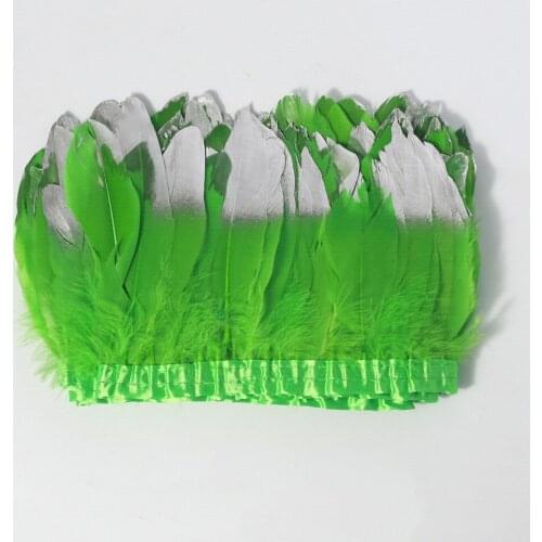 Natural fruit green goose feather spray silver head to make 2 meters cloth edge DIY shopping festival costume skirt decoration
