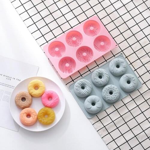 New Silicone Donut Mold Baking Pan 6-cavity Donuts Cake Baking Tray Non-stick Heat-resistant Reusable Silicone Baking Tools