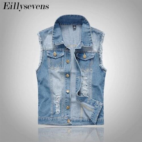 New 2020 Mens Sleeveless Jeans Jacket Men Oversize 6xl Blue Black Denim Jeans Vest Men Cowboy Denim Vest Mens Jeans Waistcoat