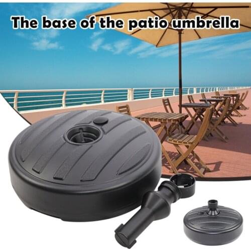 Newly Water Sand Filled Patio Umbrella Base 15.0'' Round Plastic Outdoor Market Umbrella Stand for Garden Lawn 35-38mm Rod