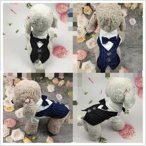 New Gentleman Dog Wedding Suit Formal Shirt For Small Medium Dogs Bowtie Cat Dog Clothes Tuxedo Pet Dogs Suit Costume