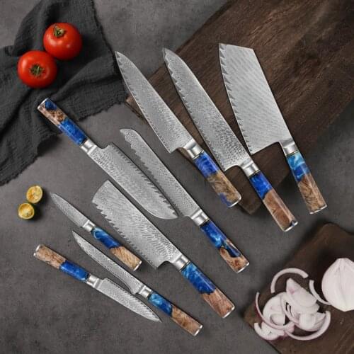 Sharp Damascus steel, kitchen knife, bread knife, kitchen knife, sandy knife, bone cutter, multifunctional knife, Japanese knife