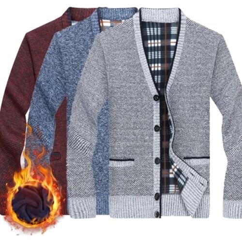 Autumn Winter Mens Sweater Coat Faux Fur Wool Sweater Jackets Men Long Sleeve Male Causal Plus V-Neck Clothing for Autumn