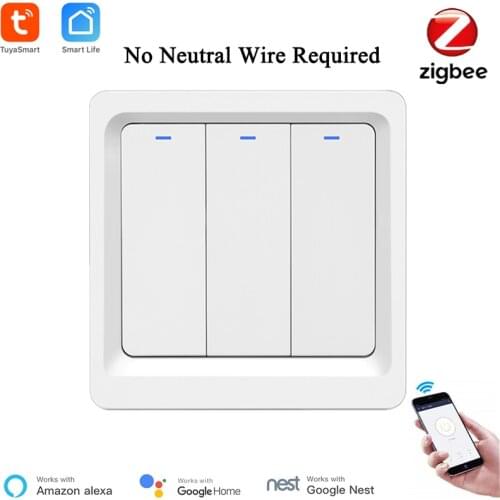 Smart Life Zigbee EU Switch WiFi Wall Light Switch 1/2/3 Gang APP Wireless Control No Neutral Wire Required Push Button Switch