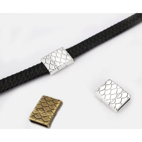 3PCS Dragon Scale Pattern Flat Strong Magnetic Clasp Stopper Connector For 12x2mm Flat Leather Cord Jewelry Making Findings