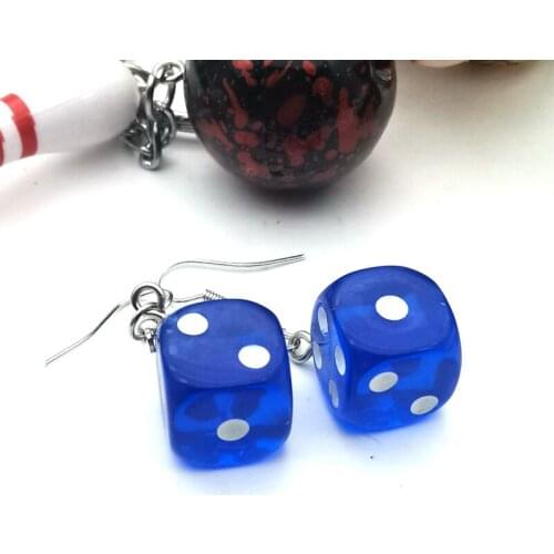 Transparent and Fun Casino 3D Dice Pendant Earrings for Women Candy Color Fun Jewelry Gifts