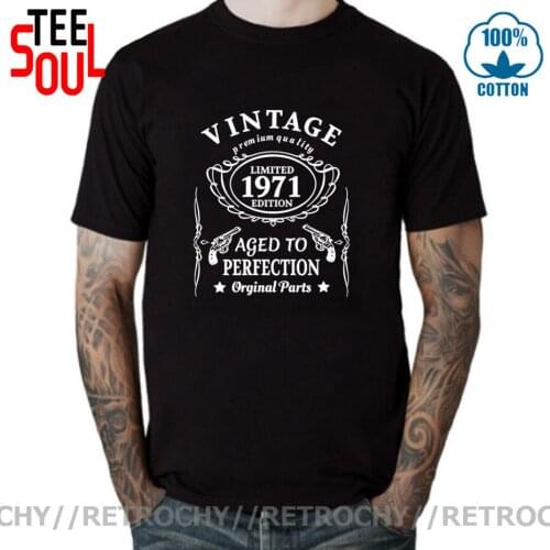 Retrochy Premium Quality Funny Birthday 1971 Aged to Perfection T-shirts Vintage Limited Edition 1971 All Original Parts T shirt