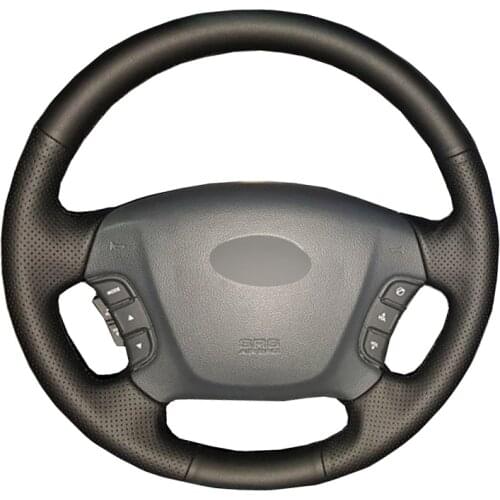 Hand Sew Car Steering Wheel Cover Wrap Leather Suede For Hyundai Sonata 2(NF) 2005-2009 For Kia Carens 2007-2011 Funda Volante